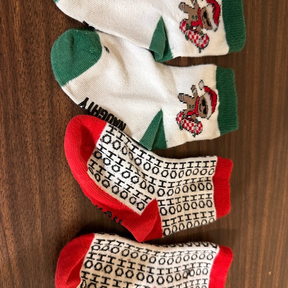 Kickin Up Socks Holiday Themed Toddler Socks Set - Green and Red